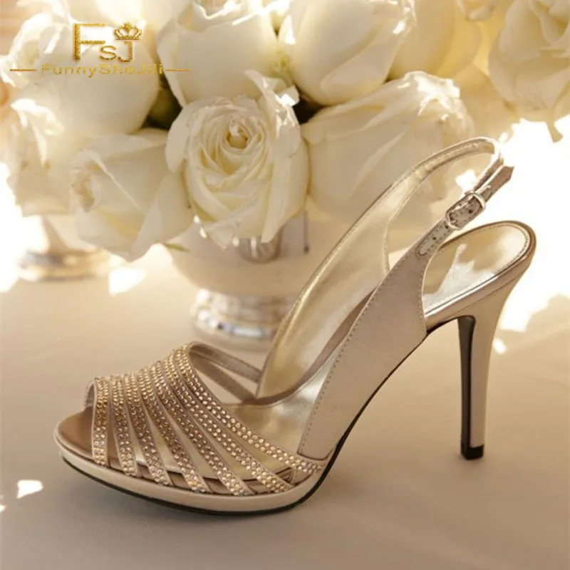 Women Shoes Ladies Pumps Champagne Bridal Stiletto Heels