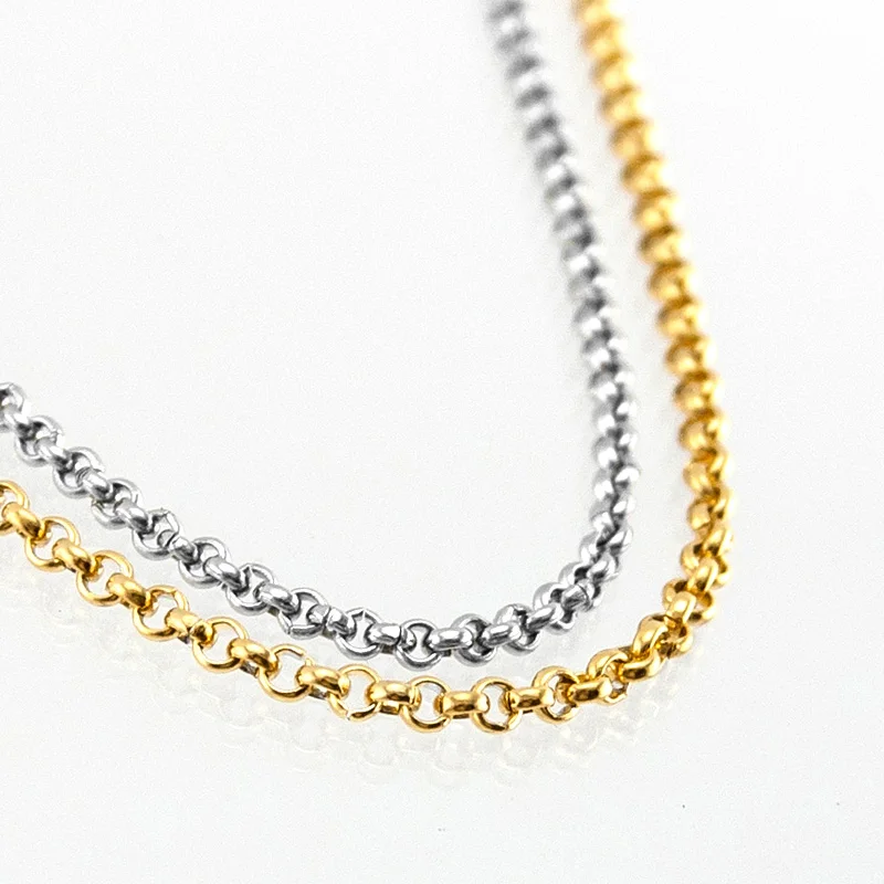 

Stainless Steel Thin Link Chain Necklace 2mm Width Rolo Link Chain Women For DIY Jewelry Making Finding Sell in Meter Wholesale