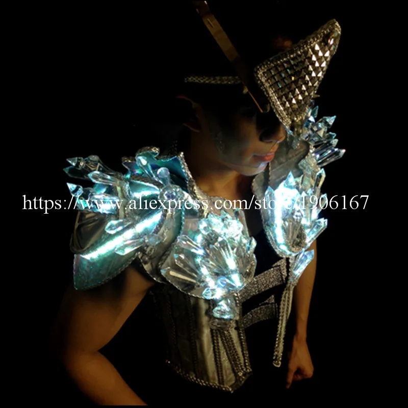 Cool Led Luminous Stage Show Costumes Male Singer Crystal LED Men s font b Clothing b