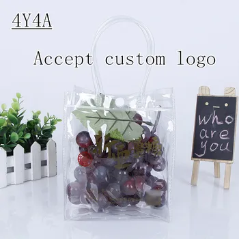

[4Y4A] 100pcs/Lot Custom logo portable washing storage Green flat waterproof PVC bag Transparent bump