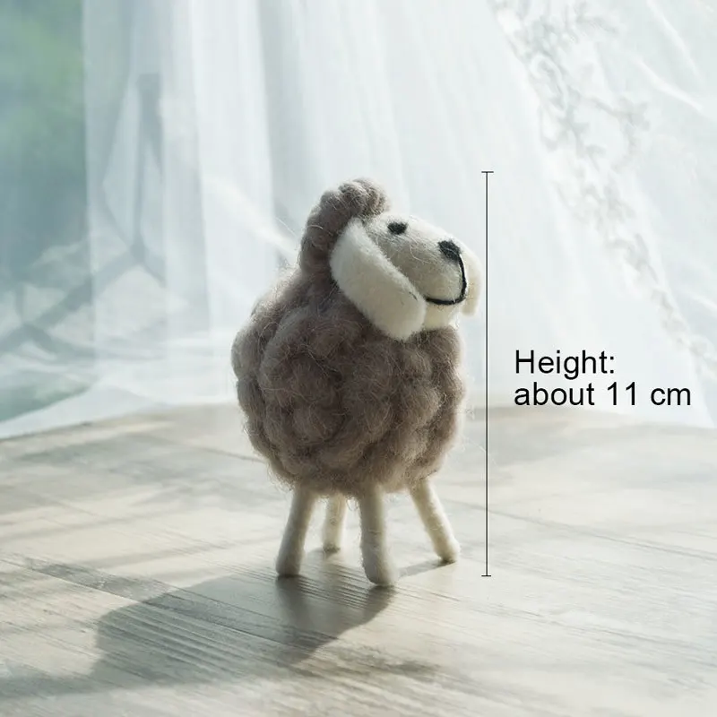 Genuine Northyle cute mini sheep wool miniature sheep craft figurine home decoration accessories christmas gift - Цвет: S Brown