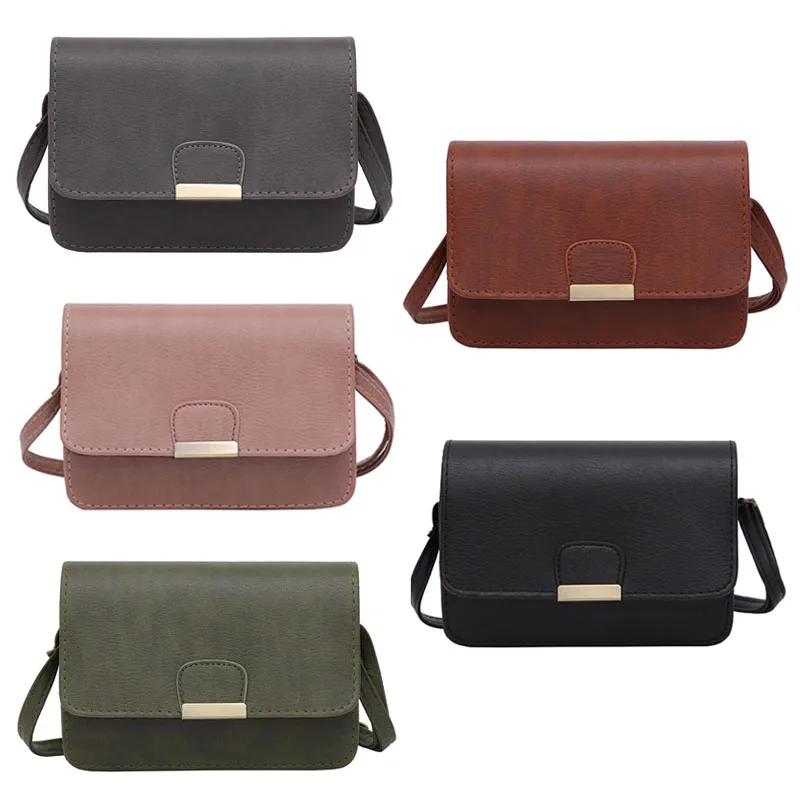 

High Quality Women Female PU Leather Retro Casual Small Flip Square Handbags Shoulder Bag Crossbody Messenger Bags Popular