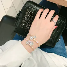 FYUAN браслет из больших жемчужин для женщин блестящий золотой цвет горный хрусталь кристалл браслеты и браслеты Модные Ювелирные изделия Подарки