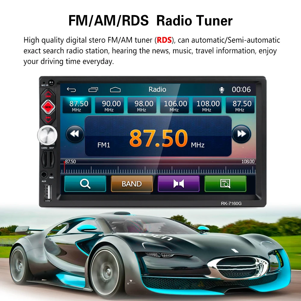 Podofo 2 din Universal Auto Radio GPS Navigation 7 ''Touchscreen MP5 Player RDS Radio Auto Stereo U