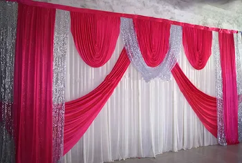 

3x6 meter wedding backdrop curtain with swag wedding drapes sequin wedding backdrop decoration