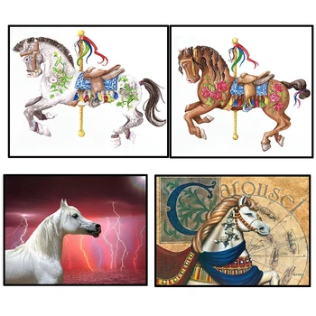 

Horse 5D DIY diamond paintings Embroidery Pattern Full square 3D Cross stitch kits mosaic wall stickers decor
