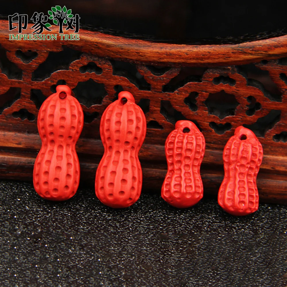 

5pcs 8*18/9*23mm Cinnabar Peanut Charms Necklace Health Cinnabar Pendant Necklaces Women Gift DIY Jewelry Makings 635