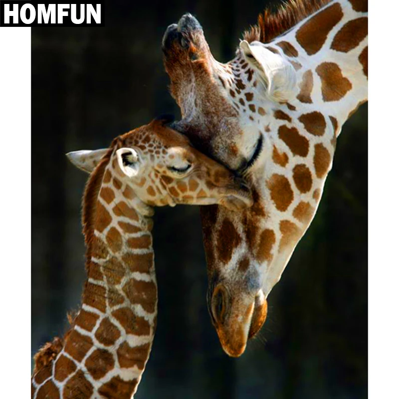 

HOMFUN Full Square/Round Drill 5D DIY Diamond Painting "Animal giraffe" Embroidery Cross Stitch 5D Home Decor Gift A01645