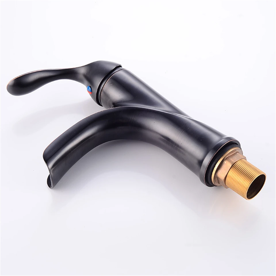 Luxury Waterfall Tap Tall Bathroom Basin Faucet Robinet Lavabo Waterfall Black Bathroom Faucet Rustic Tap Basin Mixer Robinet (3)