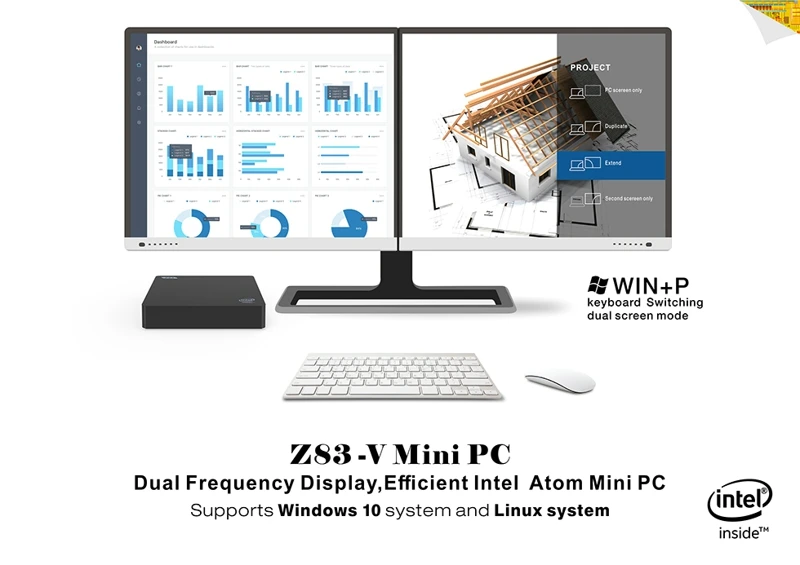 Мини-ПК Z83V Карманный ПК с x5-Z8350 процессором Intel HD graphics 400 DDR3 4 Гб 64 г Bluetooth 4,0 wifi Поддержка ОС Windows 10 Linux