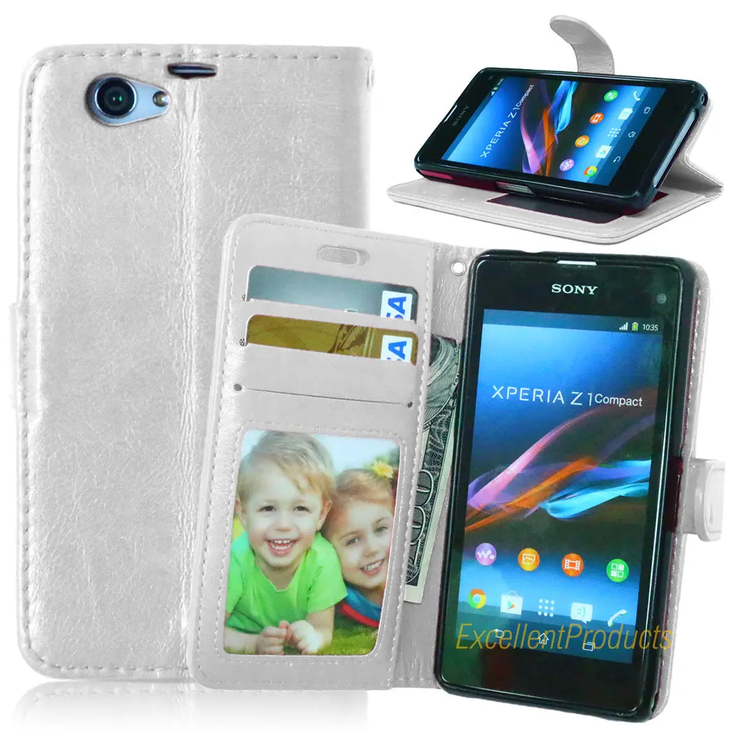 Чехол книжка для sony Z1 Compact чехол телефона кошелек стильный кожаный с функцией
