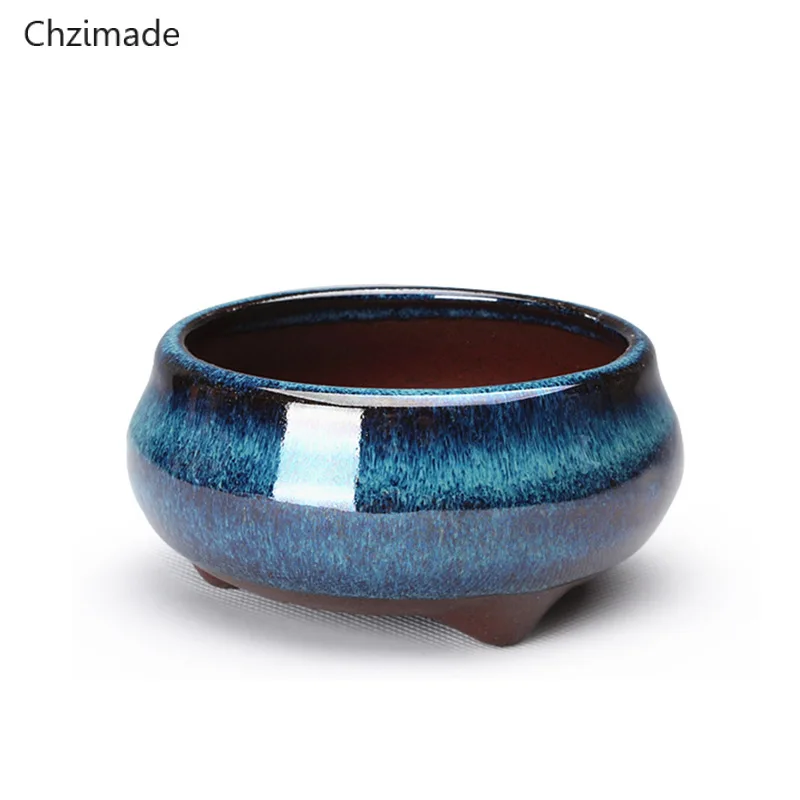 Chzimade китайские круглые керамические цветочные горшки бонсай для растений