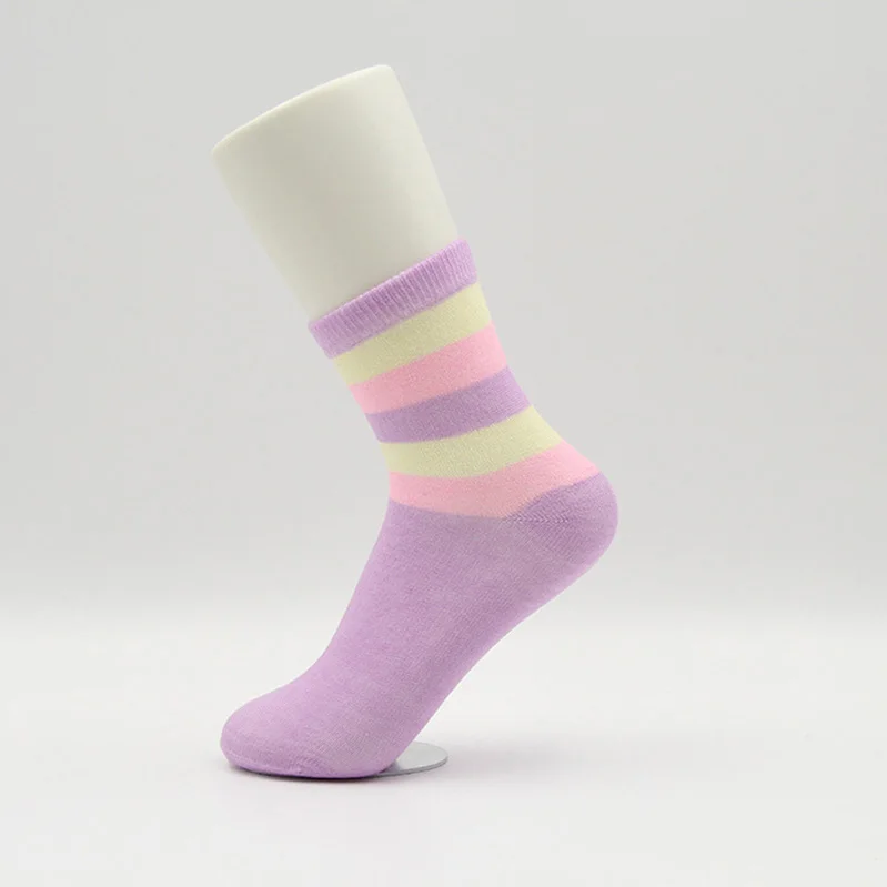 5 пар Карамельный цвет в полоску Для женщин короткие Дышащие Носки впитывает пот высокое качество хлопчатобумажные женские носки простые