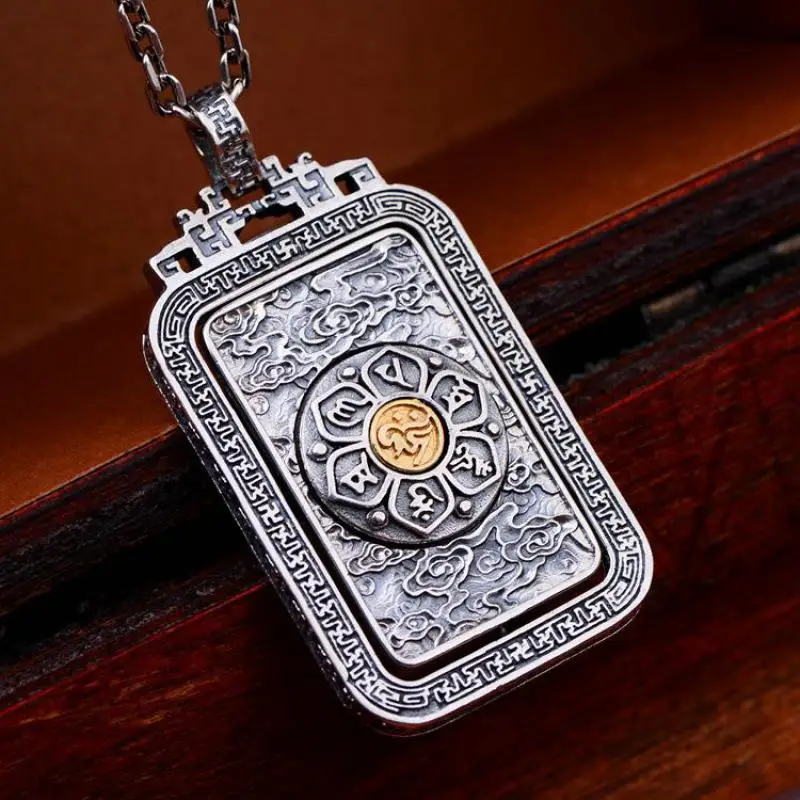 Aliexpress.com : Buy 925 Sterling Silver Talisman Pendant Rotatable Men's Thai Silver Mantra 