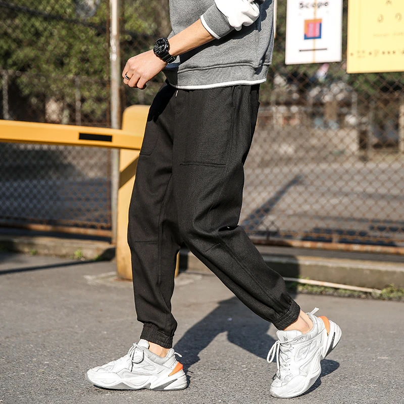 Harlan pants spring men's hip hop trousers jogging pants S-5XL men's solid color large pocket sweatpants men's beamed overalls