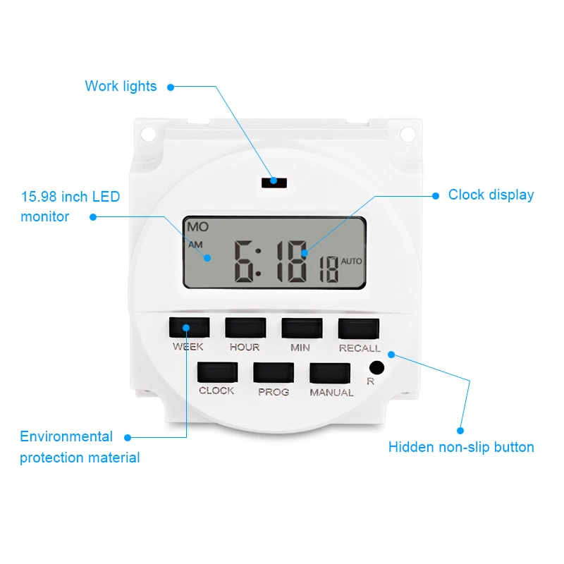 LEDSMITH AC 220/110V DC 12V LCD Digital Display Smart Power Timer 7 Days Programmable Timer Switch Builton  Rechargeable Battery
