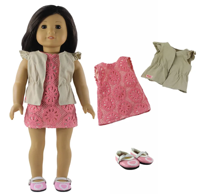 

1 PC Doll Clothes+1 Pairs of Shoes for 18 inch American Doll Handmade Student Clothes X62