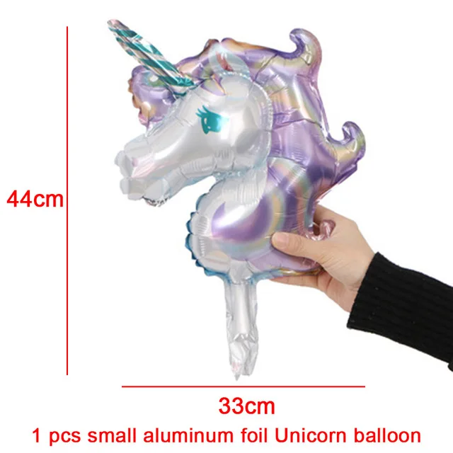 1pcs/lot Giant Unicorn Balloon Purple Colorful Rainbow Fantasy Horse Party Girls Ballons Birthday Party Animals Foil Balloon Pet - Цвет: 44X33CM