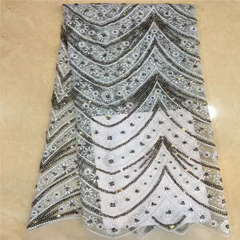 

African Laces Fabrics Embroidered Nigerian French Lace Fabric High Quality 2019 African French Net Lace Fabric for dress xc83-2