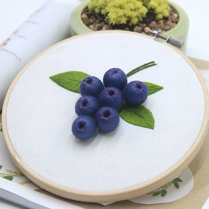 

2018 Hot Sale Rushed Handmade Embroidery, Diy, Cloth, Material Package, Blueberry, Beginner, 3d Ribbon Fruit Printing, Sewing