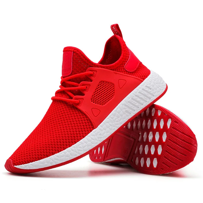 High Quality Men Casual Mesh Shoes Men's Summer Breathable Lightweight Mesh Hollow Leisure Shoes Red Black Gray Sneakers