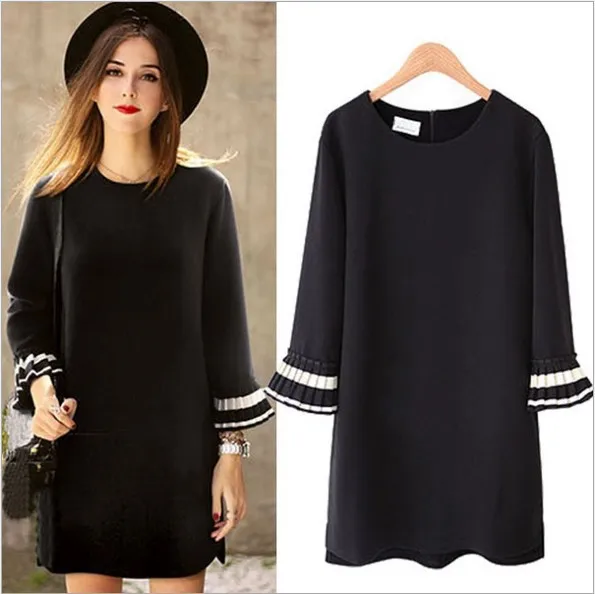 

Women's Midi Loose Maxi Black Dress for Spring and Summer