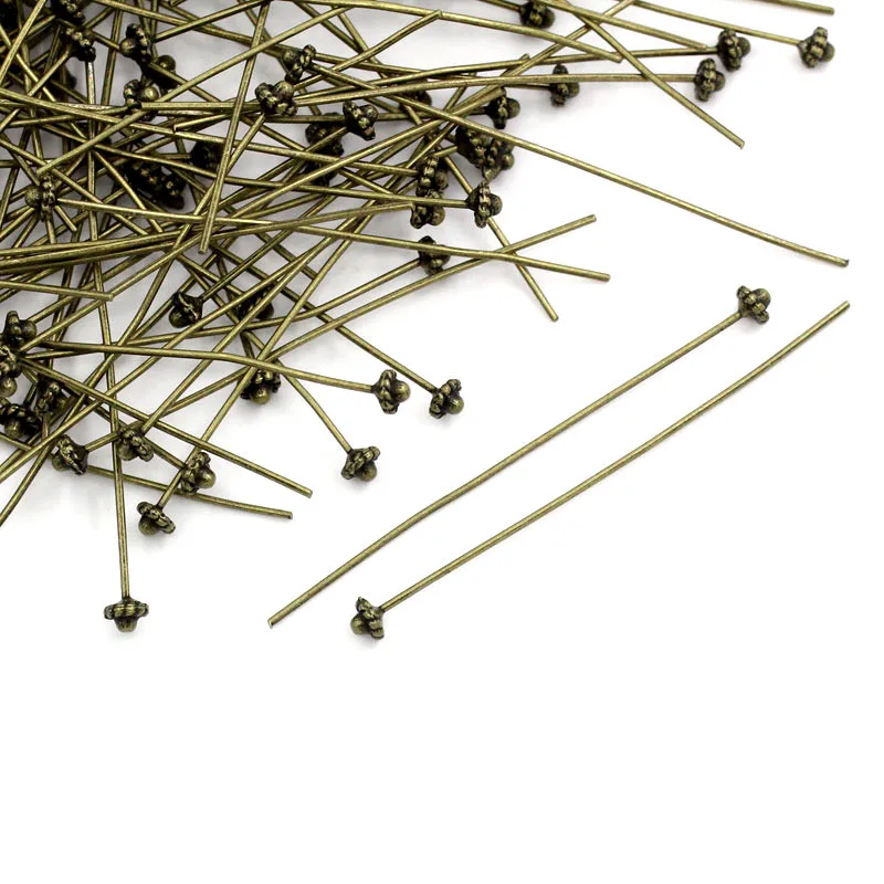 30Pcs Head Pins Bronze Tone Metal Flower Metal Jewelry DIY Findings