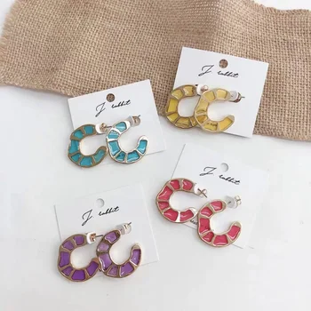 

MENGJIQIA New Summer Holiday Fashion Acrylic Transparent Circle Hoop Earrings For Women Girls Geometric Pendientes Mujer Jewelry