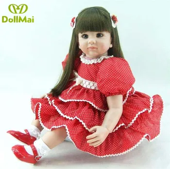 

24''60cm New arrival Handmade Silicone vinyl adorable Lifelike toddler Baby Bonecas girl kid bebe doll reborn menina de silicone