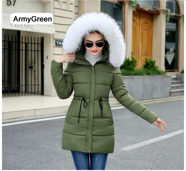 Big fur winter coat jacket women thickened parka women slim