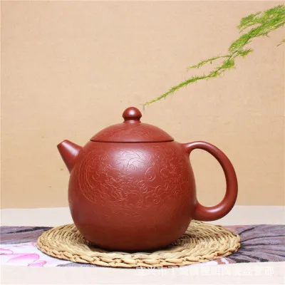 

2018 new style 230ml Purple sand pot tea set Yixing high-end hand carved pottery dragon pattern teapot, supreme dragon egg