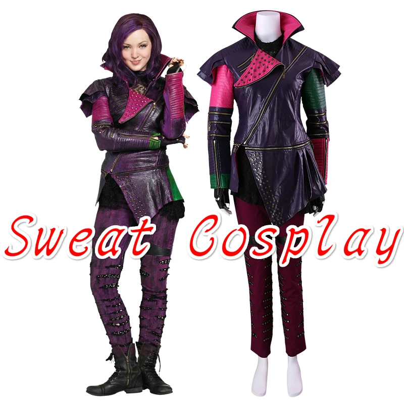 

High Quality Descendants Maleficent Daughter Mal Costume Adult Women Jackets +Pants+Gloves Halloween Cosplay Costume
