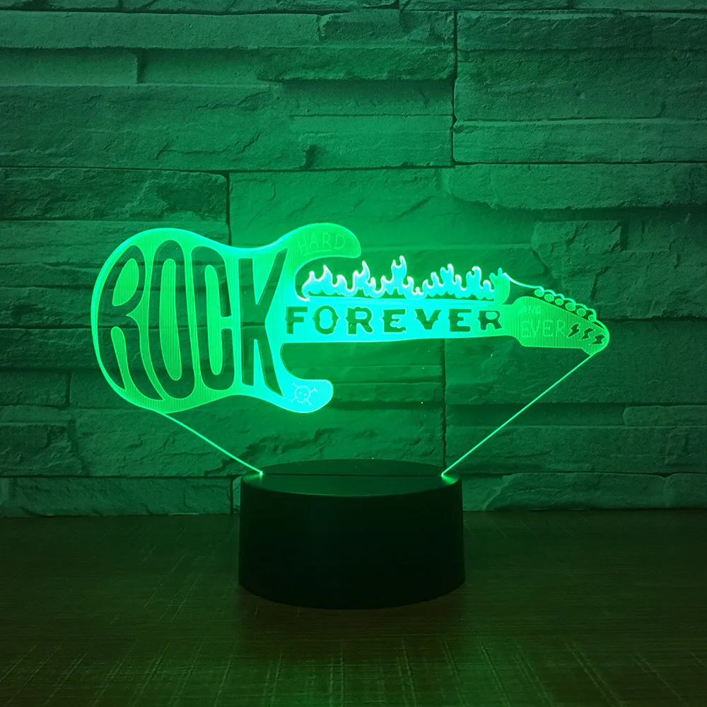 Rock Music LED Creative Night Lamp Guitar Model 3D Night Lights Kids Bedroom Cool Table Lamp for Christmas Gift