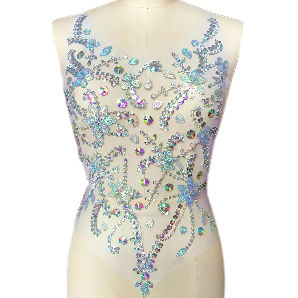 

EXQUISITE Embroidery AB 36x54cm Rhinestones Crystals Beaded Patches Appliques For Clothes Sew on Costume Motif Celetrity Dress