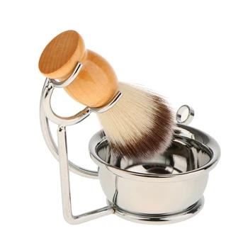 

Professional Nylon Hair Shaving Brush+ Alloy Stand +Soap Bowl Mug for Men Salon Barber Tool