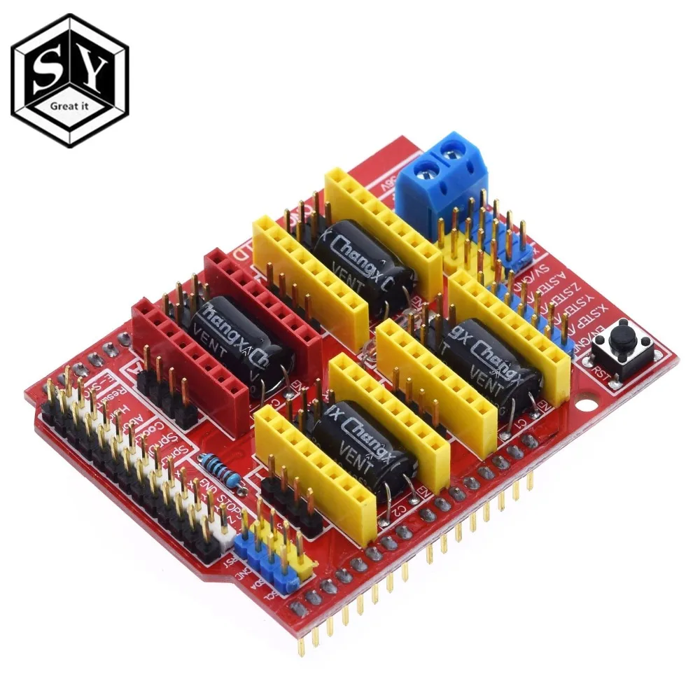 CNC щит v3 гравировальный станок 3d принтер+ 4 шт. A4988 Плата расширения драйвера для Arduino+ UNO R3 с USB кабелем