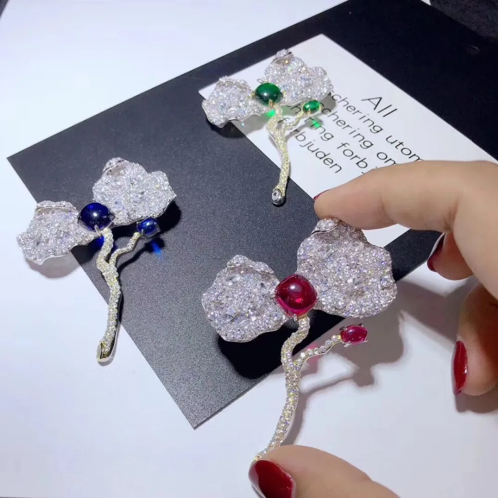 

Y200 High Quality Golden plated Paved CZ Necklace Pendant Brooch Cubic Zirconia Jewelry Connector DIY Jewellery Making