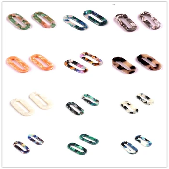 

10pcs/lot colorful oval acetic acid beads with hole charms connectors for diy personality earrings jewelry making accessories