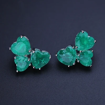 Элегантные серьги-гвоздики в форме сердца, серьги с зеленым камнем, вечерние женские модные ювелирные изделия EFX002502 - Окраска металла: green -white plated
