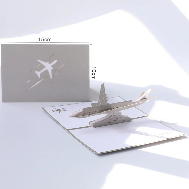  Cards 3D Fly Plane Laser Cut Invitation Greeting Handmade Carving Aircraft Paper Business PostCard  - 4000369566516