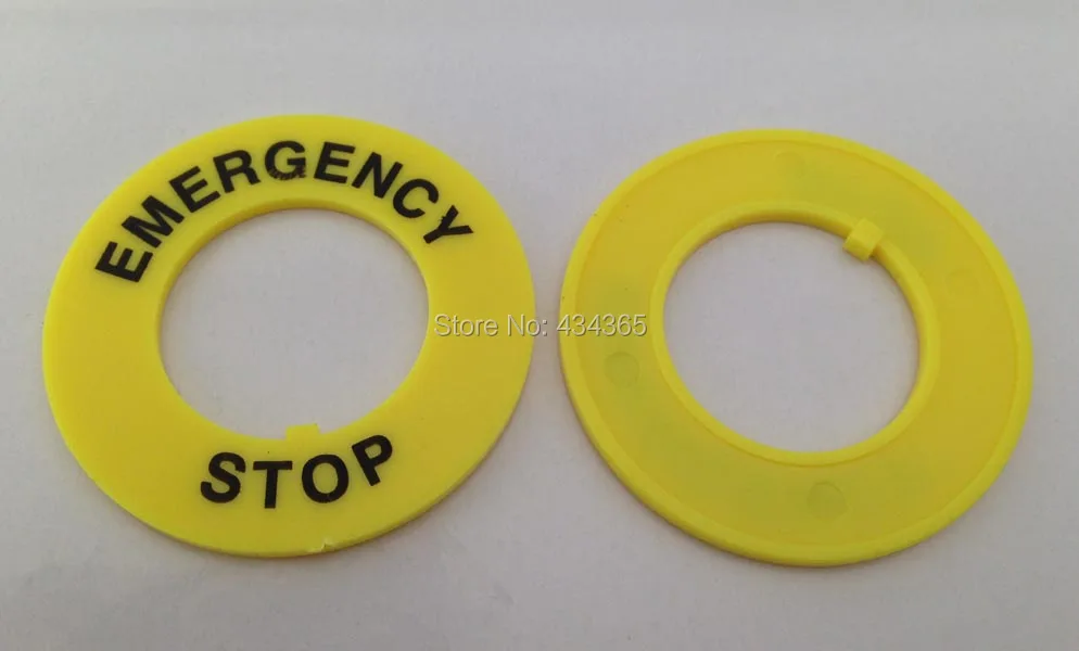 20pcs Free shipping 22mm Yellow Emergency Stop Ring Push Button Switch