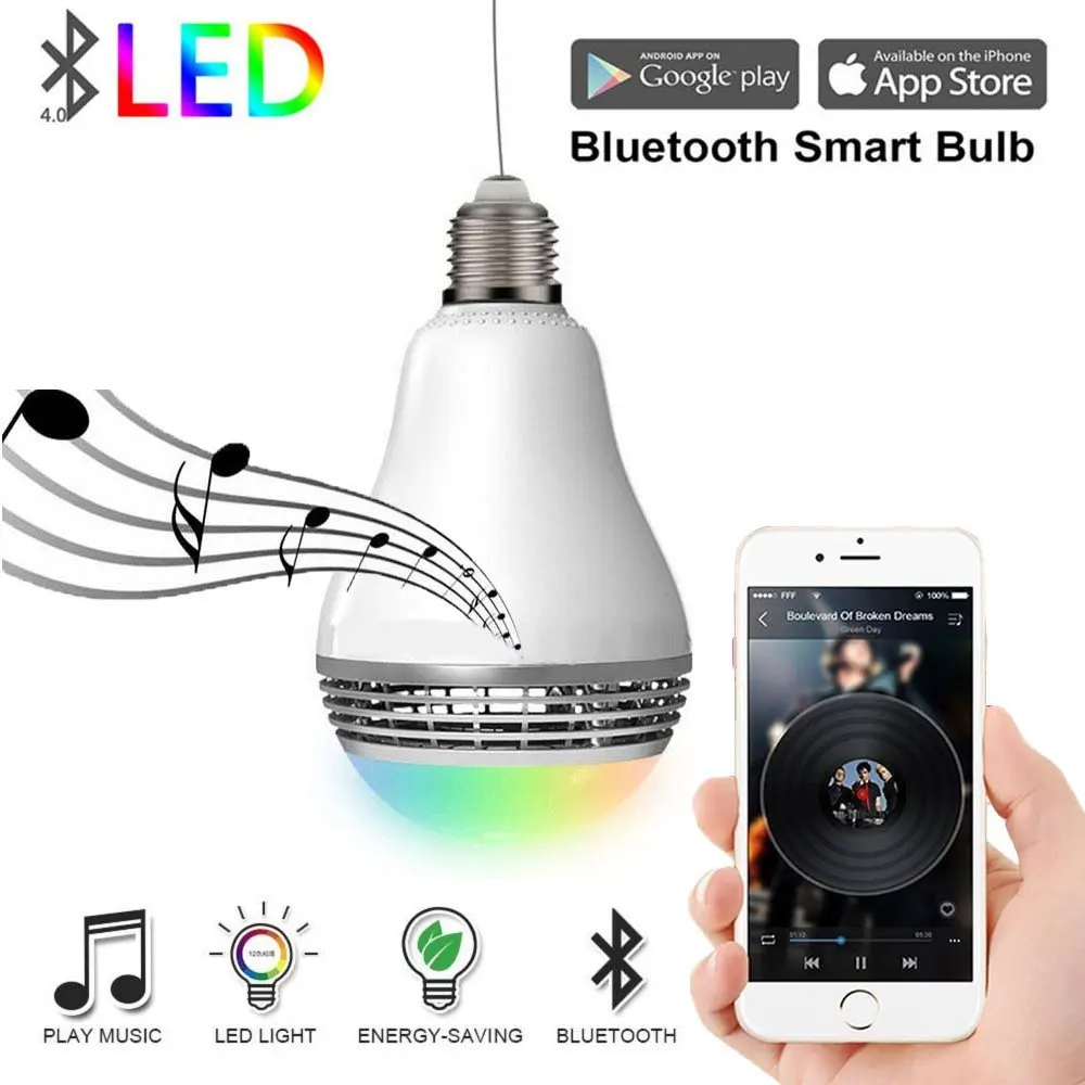 

Smart bulb 8W E27 Wifi Smart LED Light Wireless Bulb Lamp RGB Remote Control Wifi Bulb Speaker Home Automation Module Kit