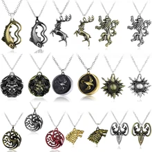 9 Family HBO Game Of Throne Necklace 3D Wolf Head Stark Crest Winter Is Coming Pendant Song Of Ice And Fire Jewelry Gift