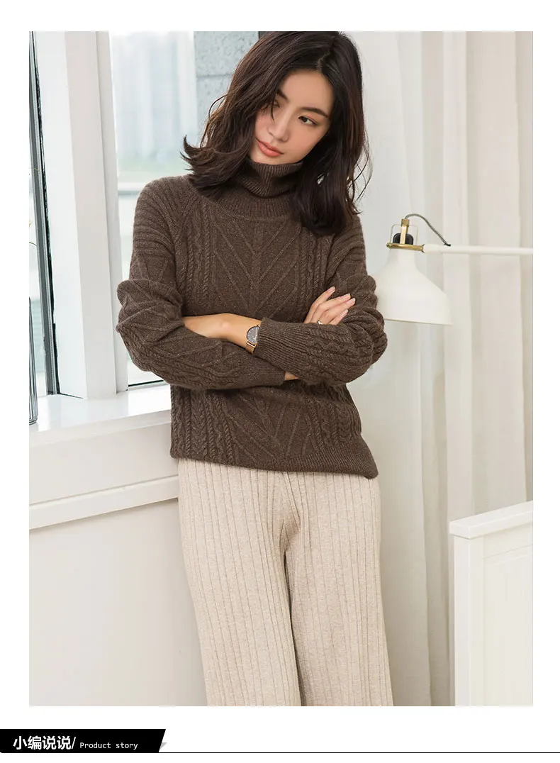 Women Sweaters Cashmere and Wool Knitting Pullovers Winter New Arrival Thick Turtleneck Jumpers Woman Woolen Standard Cloth