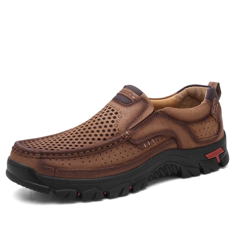 

Men's Shoes Guenuine Leather Men Shoes 2019 Breathable Spring Summer Casual Shoes for Man Footwear Fashion Design Heavy Flats