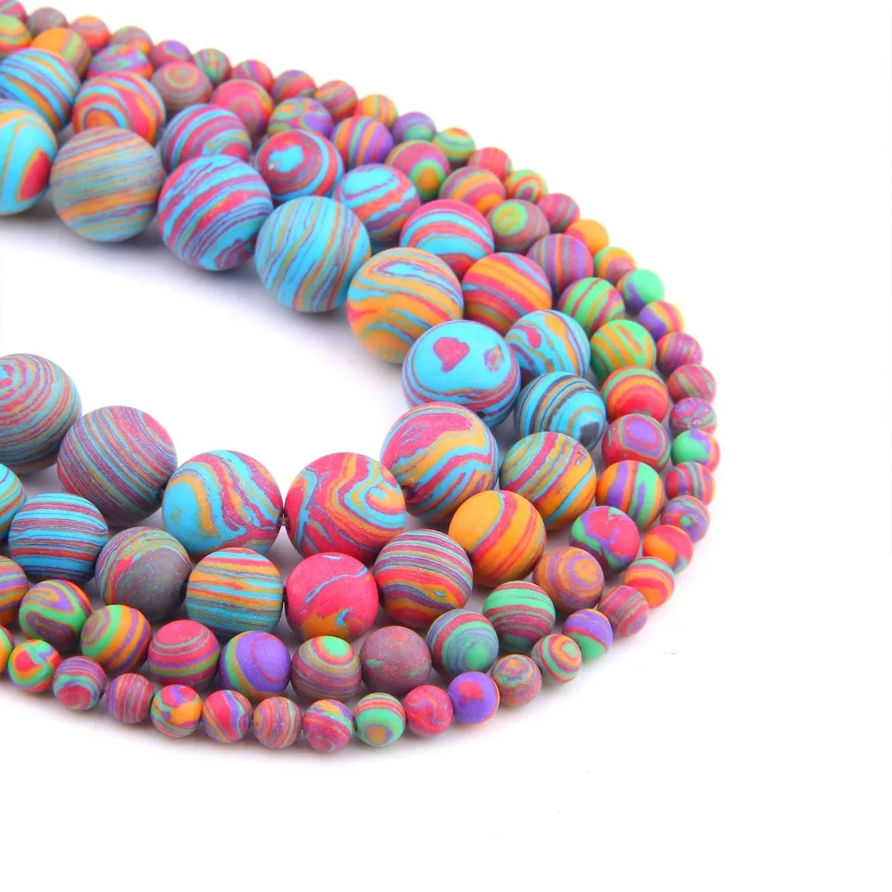 

VINSWET Natural Color Malachite Matte Round Loose Stone Spacer Beads for DIY Necklace Bracelet Jewelry Making Size 4 6 8 10 12