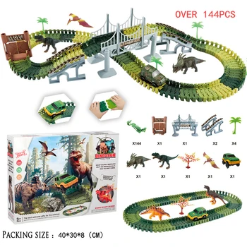 

Electric rail car kids dinosaur train track model toy baby Railway Track Racing Road Transportation Child gift