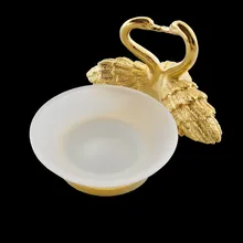 Freies verschiffen Groß-Und Einzelhandel Goldenen Schwan Seifenschale Halter Wand Befestigte Seifenschale Glas Seifenschale MB-0965A