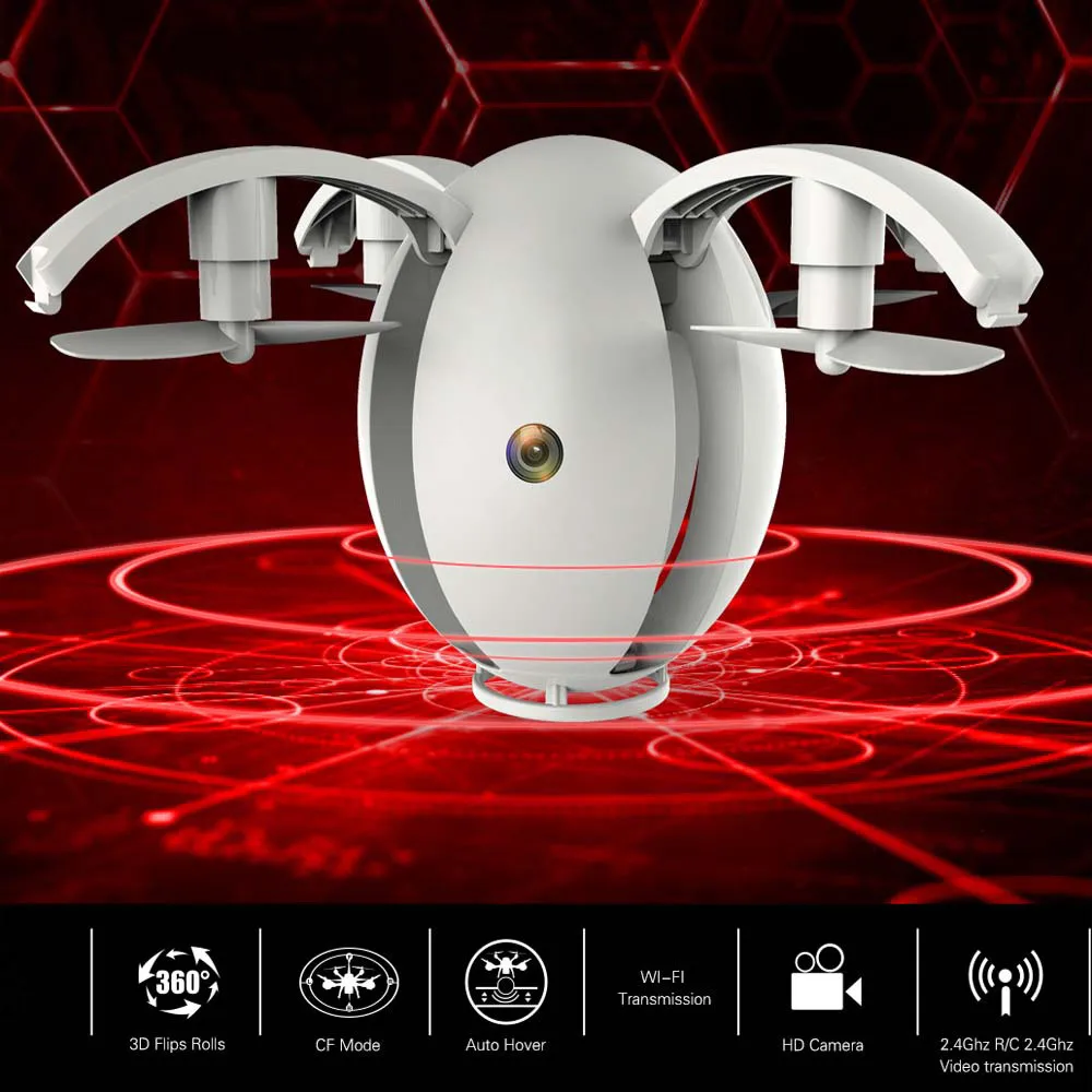 2 4GHZ 4CH 6 Axis gyro RC Quadcopter K130 Folding Transformable Egg Drone RTF With 0
