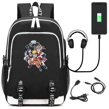 

New Arrival Cartoon Naruto USB Charging Backpack Anime Akatsuki Sharingan Cosplay School Bags Bookbag Laptop Shoulder Bags